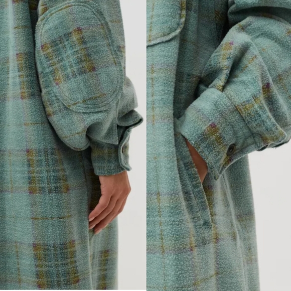 Free People Long Ruby Shaket Shirt Jacket Plaid Button Up XL 1X - Picture 5 of 7